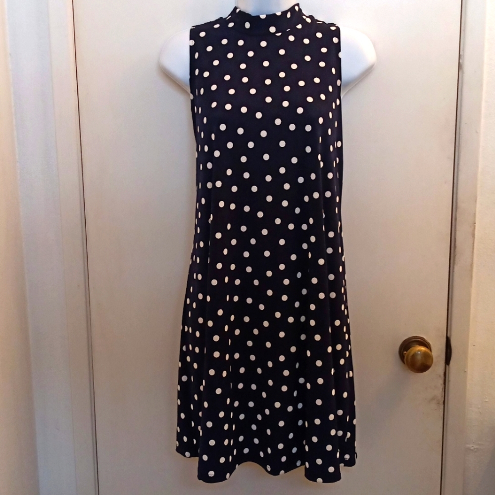NWOT Elle Navy/White Polka Dot Dress